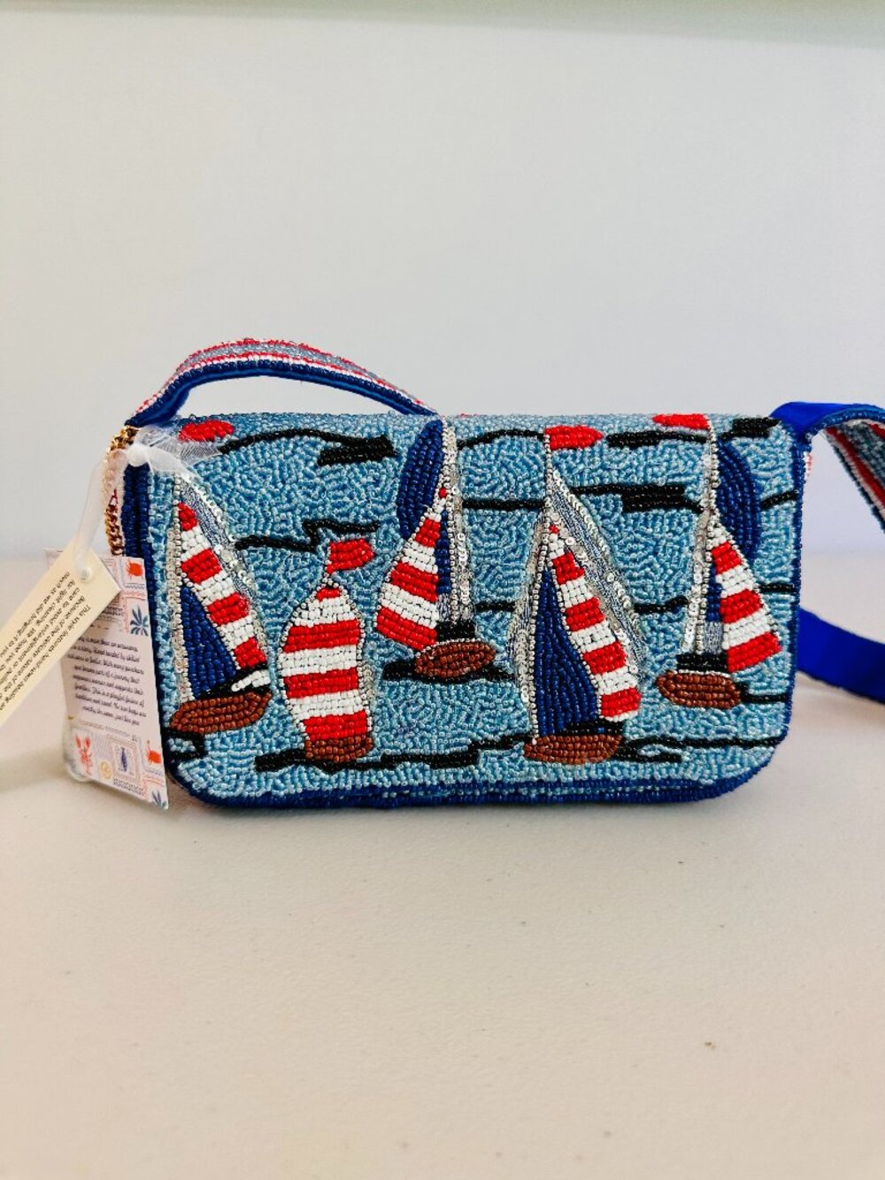 TIKTOK VIRAL HANDCRAFTED IN INDIA SAILBOAT NAUTICAL VIBE SHOULDER BAG